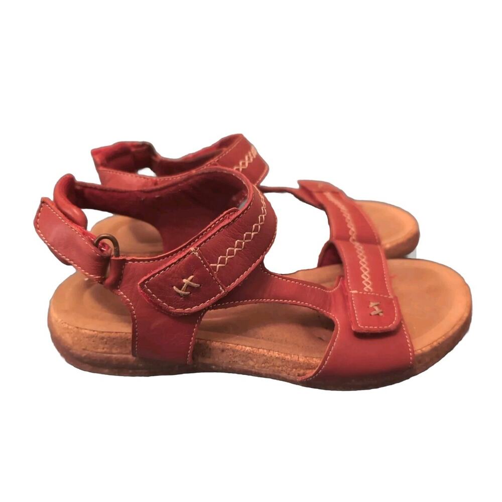 Clarks Collection Size 8 Adjustable Leather Sandals Roseville Mae Red (-37-) - Picture 2 of 6
